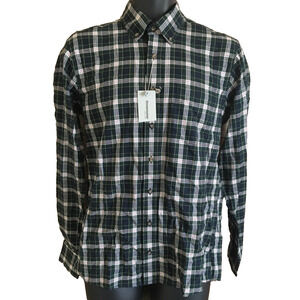 DRESSMANN Mens Shirt size Medium Long Sleeve button down plaid New Dress Fit Top